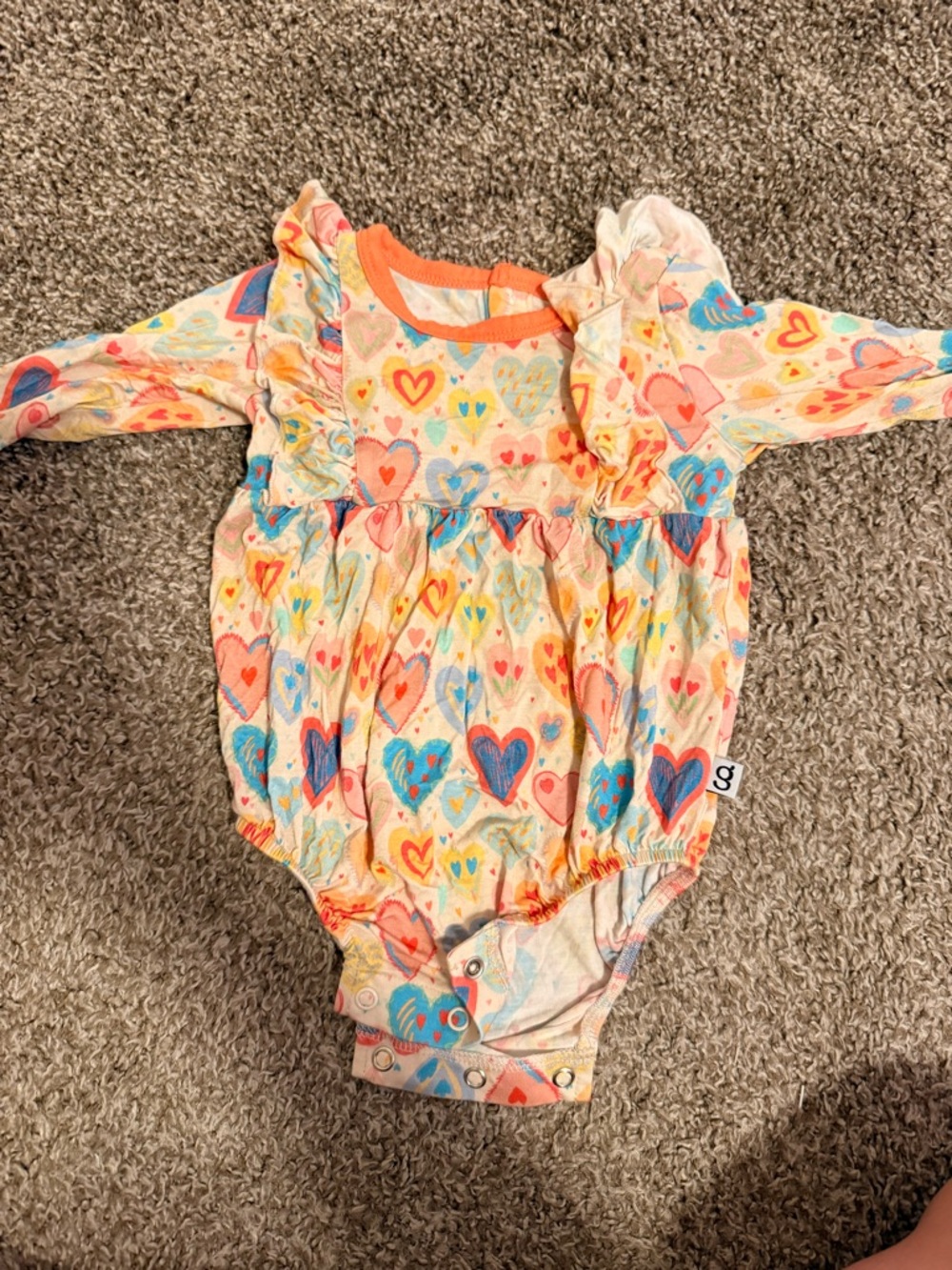 BAMBOO Girls' Heart-Print Long-Sleeve One-Piece - Multicolor